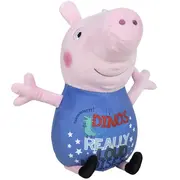 Set 2 jucarii din plus George Dinos & Peppa Pig cu rochie rosie din satin 17 cm, Peppa Pig