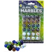 Set 24 de bile multicolore din sticla, 16 mm