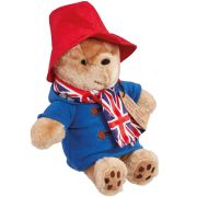 Jucarie de plus Ursuletul Paddington cu fular Union Jack, 25 cm (asezat)