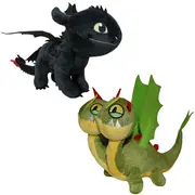 Set 2 jucarii din plus Toothless 25 cm si Zippleback, Dragons, 20 cm
