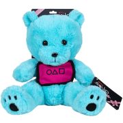 Jucarie din plus Blue teddy bear, Jocul Calamarului, 23 cm (asezat)
