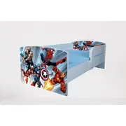 Pat pentru baieti Avengers cu Protectii laterale, cu Saltea SafeNest 130x60 Cm, 2-6 Ani  Ptv7578