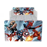 Pat pentru baieti Avengers 3, Cu Dubla Protectie, cu Saltea SafeNest 140x70 Cm, 2-8 Ani  Ptv8063