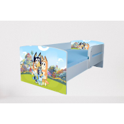 Pat Bluey cu Protectii laterale, cu Saltea SafeNest 160x80 Cm, 2-12 Ani  Ptv7441