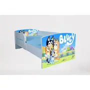 Pat Bluey 2 cu Protectii laterale, cu Saltea SafeNest 180x80x8 Cm, 2-16 Ani Ptv7561