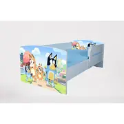 Pat Bluey 3 cu Protectii laterale, cu Saltea SafeNest 140x70 Cm, 2-8 Ani  Ptv7569