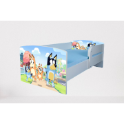 Pat Bluey 3 cu Protectii laterale, cu Saltea SafeNest 160x80 Cm, 2-12 Ani  Ptv7572
