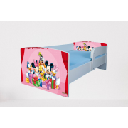 Pat Mickey Si Prietenii 3 cu Protectii laterale, cu Saltea SafeNest 160x80 Cm, 2-12 Ani  Ptv7478