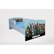 Pat baieti Roblox, cu paravane detasabile, cu Saltea SafeNest 160x80 Cm, 2-12 Ani  Ptv7520