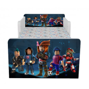 Pat baieti Roblox 2, Cu Dubla Protectie, cu Saltea SafeNest 140x70 Cm, 2-8 Ani  Ptv8118