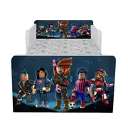 Pat baieti Roblox 2, Cu Dubla Protectie, cu Saltea SafeNest 160x80 Cm, 2-12 Ani  Ptv8121