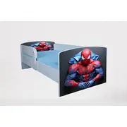 Pat baieti Spiderman 10 cu Protectii laterale, cu Saltea SafeNest 130x60 Cm, 2-6 Ani  Ptv7484