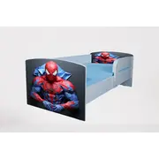 Pat baieti Spiderman 10 cu Protectii laterale, cu Saltea SafeNest 130x60 Cm, 2-6 Ani  Ptv7484