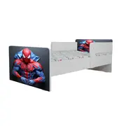 Pat baieti Spiderman 6, Cu Dubla Protectie, cu Saltea SafeNest 140x70 Cm, 2-8 Ani  Ptv7934