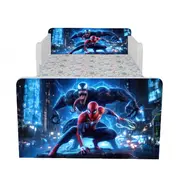 Pat baieti Spiderman Venom, Cu Dubla Protectie, cu Saltea SafeNest 140x70 Cm, 2-8 Ani  Ptv8046