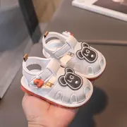 Sandalute ivoire cu piuitoare - ursulet lc md2025su08-3-s1