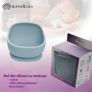 Bol din silicon cu ventuza, AppeKids, Classic - Aqua Blue KRTAK276128