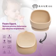 Bol din silicon cu ventuza, AppeKids, Classic - Bubble Beige KRTAK276111
