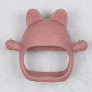 Jucarie pentru dentitie din silicon, Appekids, Manusa Kitty - Old Rose KRTAK276029