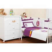 Lenjerie 3 piese pentru patut 60x120 "Bufnite brodate mov" KDE2NB200BB