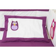 Lenjerie 3 piese pentru patut 60x120 "Bufnite brodate mov" KDE2NB200BB