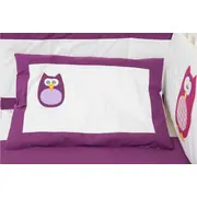 Lenjerie 3 piese pentru patut 60x120 "Bufnite brodate mov" KDE2NB200BB