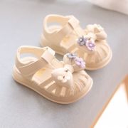 Sandale ivoire pentru fetite, cu fundita 3d si floricele aplicate mb2025su29-1-de7