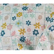 Cearceaf Floricele jucause, cu elastic, din bumbac, 60x107 cm KDECE60107FJ