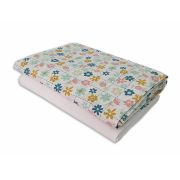 Set cearceafuri Floricele jucause, cu elastic din bumbac, 70x140 cm KDECE270140FJ