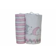 Set protectii patut Odette Pink, din bumbac, 63x127 cm KDE35NBODTP63127
