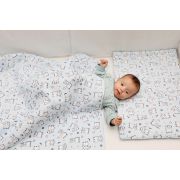 Lenjerie pat copii Baby Bear Albastru, din bumbac, 70x120 cm, 100x135 cm set 4 piese KDELP41004070120BBA