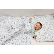 Lenjerie pat copii Baby Bear Albastru, din bumbac, 70x120 cm, 75x100 cm set 3 piese KDELP3753570120BBA