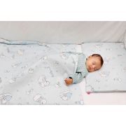 Lenjerie pat copii Ursuletul Martinica Albastru, din bumbac, 70x110 cm, 100x135 cm set 4 piese KDELP41004070110UMA