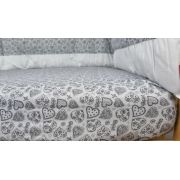 Set cearceafuri Gray Hearts, cu elastic din bumbac, 70x140 cm KDECE270140GRH