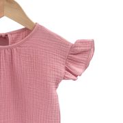 Tricou cu volanase la maneci pentru copii, din muselina, Blushing Pink , 18-24 luni KDETMV1824RR
