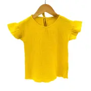 Tricou cu volanase la maneci pentru copii, din muselina, Lemonade, 3-4 ani KDETMV34SS