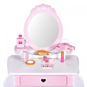 Masuta de toaleta pentru copii cu oglinda si 7 accesorii 54 x 38 x 88 cm ecotoys 2950 - roz edeedi2950