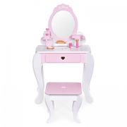 Masuta de toaleta pentru copii cu oglinda si 7 accesorii 54 x 38 x 88 cm ecotoys 2950 - roz edeedi2950