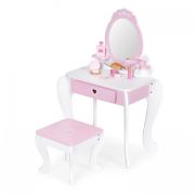 Masuta de toaleta pentru copii cu oglinda si 7 accesorii 54 x 38 x 88 cm ecotoys 2950 - roz edeedi2950