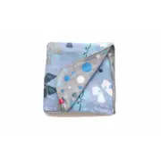 Paturica pufoasa de plus,  2 fete, bleu cu fundite, gri cu buline, 120x150 cm KDEPP2BG120150