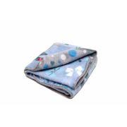Paturica pufoasa de plus,  2 fete, bleu cu fundite, gri cu buline, 75x75 cm KDEPP2BG7575