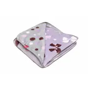 Paturica pufoasa de plus, 2 fete, mov cu fundite, gri cu buline, 120x150 cm KDEPP2MG120150