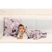 Paturica pufoasa de plus, 2 fete, mov cu fundite, gri cu buline, 120x150 cm KDEPP2MG120150