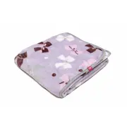 Paturica pufoasa de plus, 2 fete, mov cu fundite, gri cu buline, 120x150 cm KDEPP2MG120150