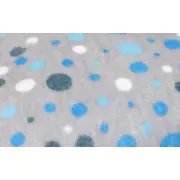 Perna pufoasa de plus  cu doua fete albastru cu fundite  fata /gri cu buline verso KDEP2BG4040