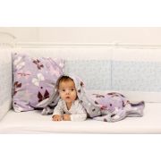 Perna pufoasa de plus cu doua fete  mov cu fundite fata /gri cu buline verso KDEP2MG4040