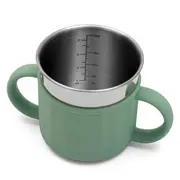 Canuta, New Baby, Cu manere si gura de scurgere care poate fi folosita de sine statatoare sau cu pai, 50% silicon, 50% otel inoxidabil, Fara BPA, 0 luni+, Green BYN56991