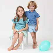 Pantaloni scurti de vara pentru copii, din muselina, Bluebird, 3-4 ani KDEPSVCM34BLUEBIRD