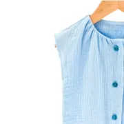 Salopeta scurta de vara pentru copii, din muselina, Bluebird, 12-24 luni KDESVM1224BLUEBIRD