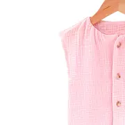 Salopeta scurta de vara pentru copii, din muselina, Magic Pink, 2-3 ani KDESVM23MPINK